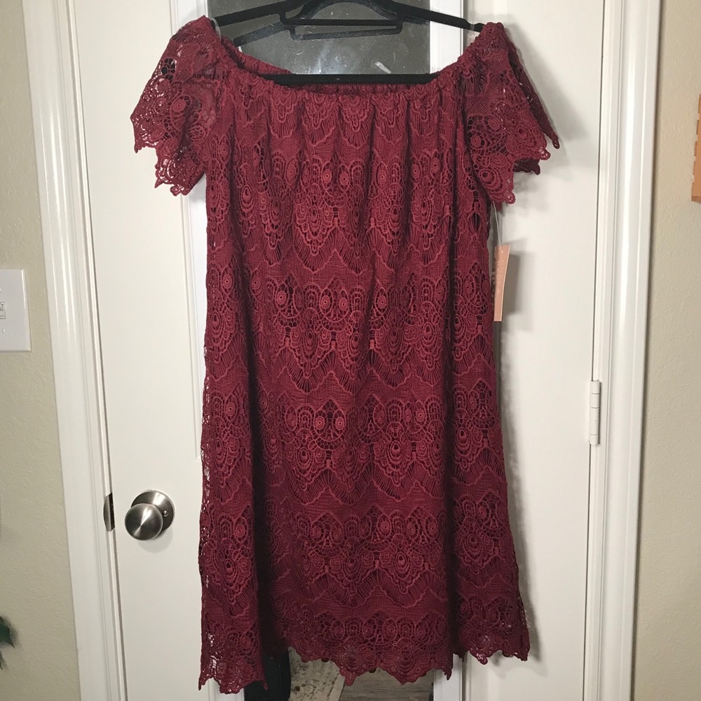Autumn Wine Hope & Harlow Off the Shoulder Midi